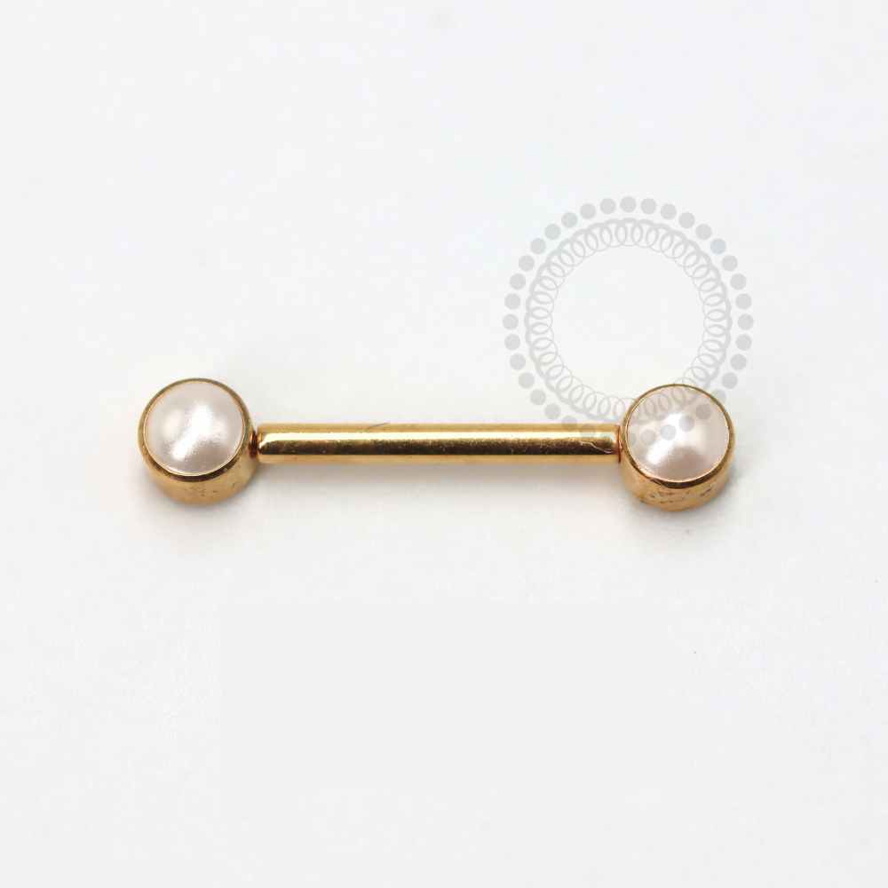 TN1180 Nipple Synthetic Mother of Pearl Stone Titanium PVD Gold