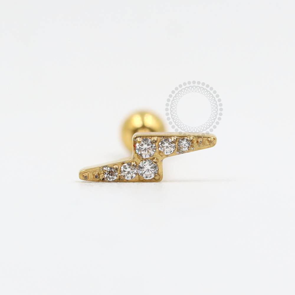 PVD102 Micro Barbell Spoke Zirconia Pvd Gold