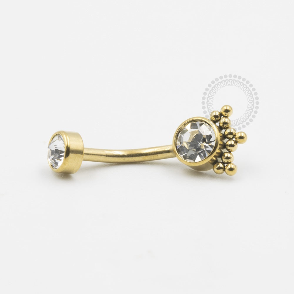 PVD57 Navel Half Indian Sun Crystal Steel Pvd Gold