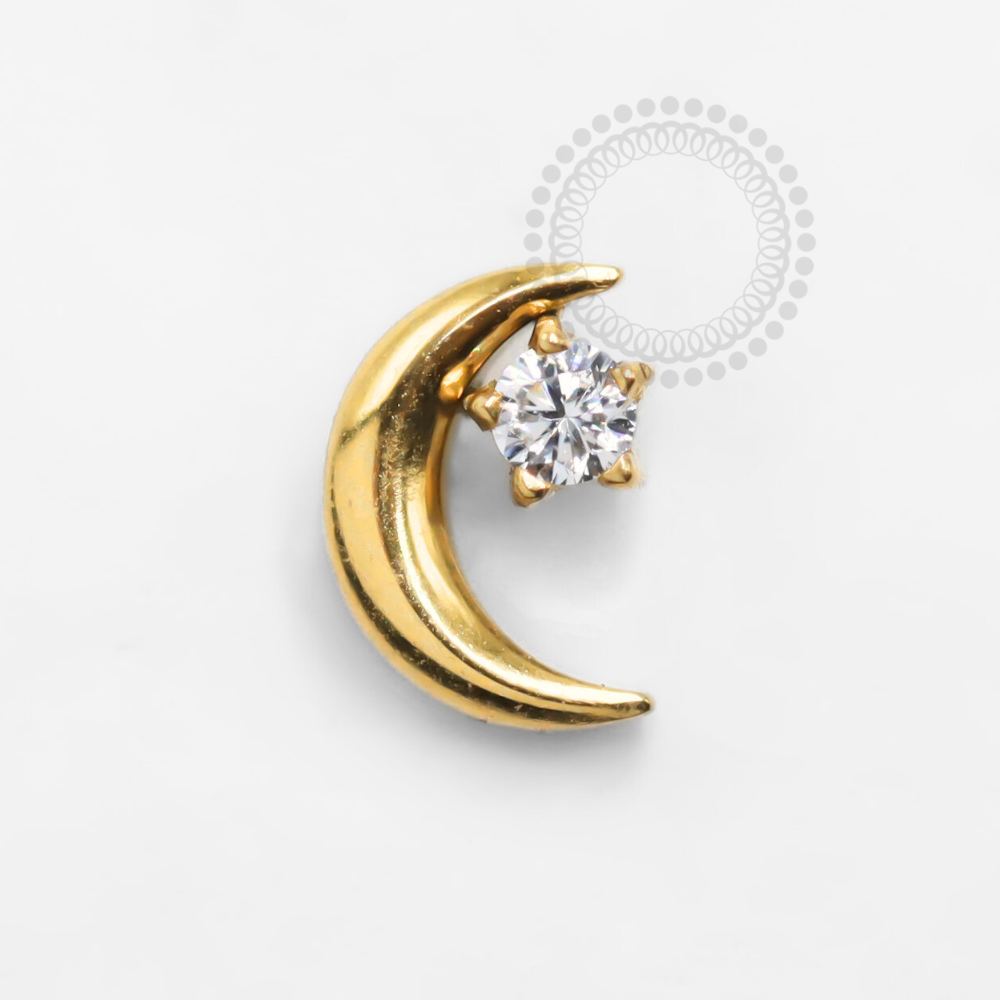 TN1286 Top Moon Plain With Star Model 2 Titanium PVD Gold
