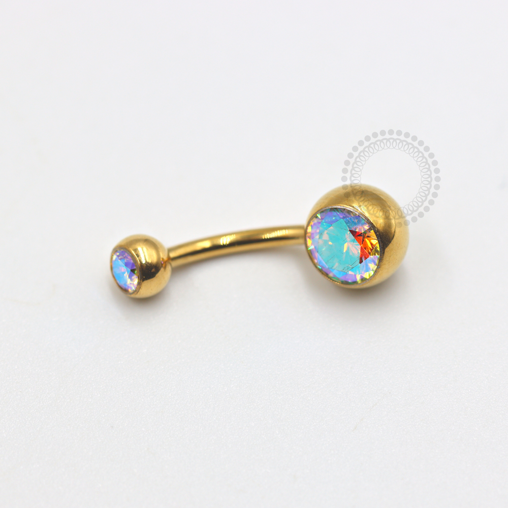 TN483 Traditional Navel Zirconia Titanium PVD Gold