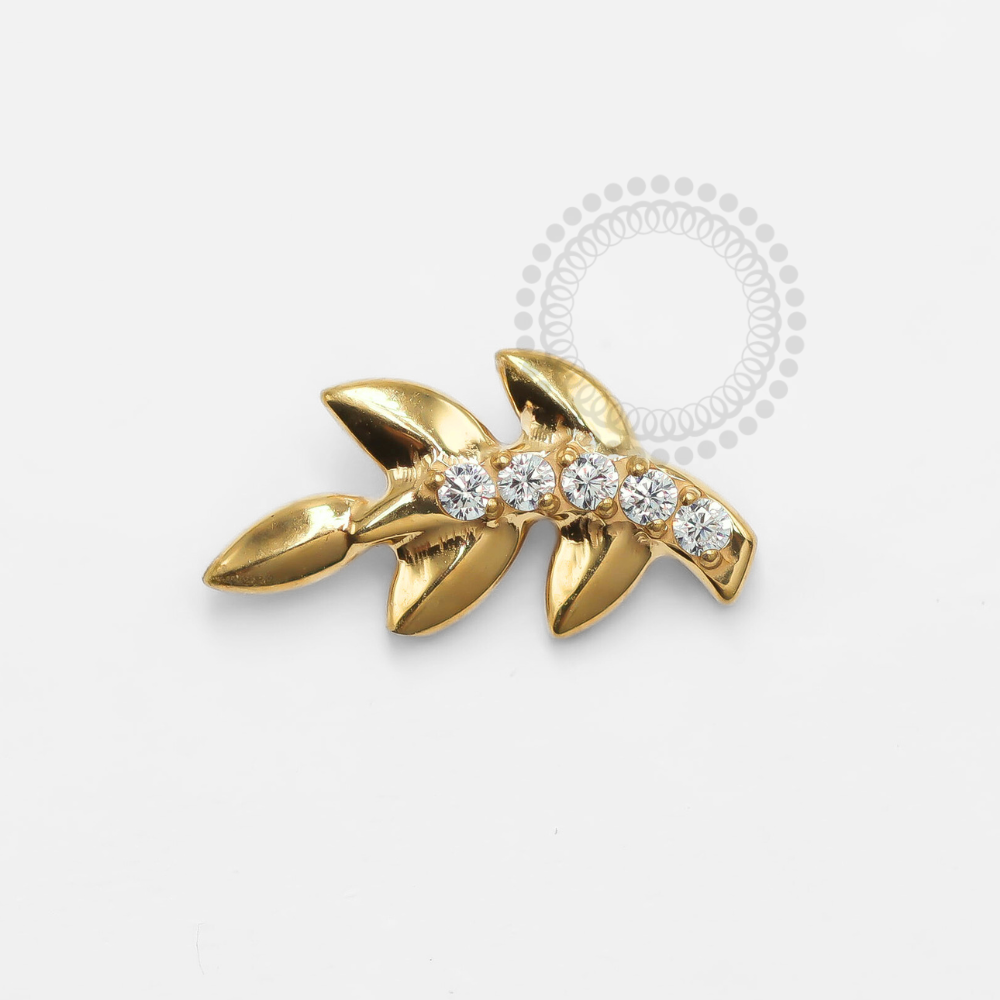 TN1325 Palm Tree Branch Topper Titanium PVD Gold Crystal