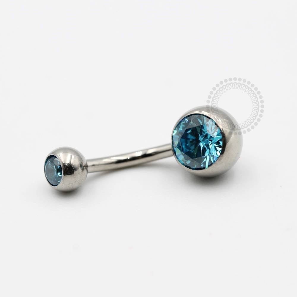 TN99 Navel Piercing Tradicional Stone CZ Titânio