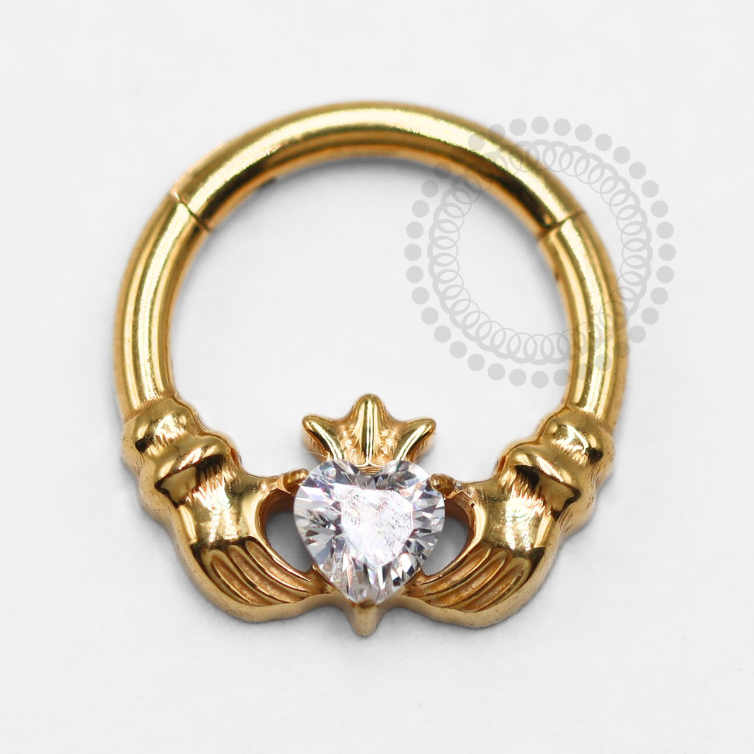 TN1386 Delicate Heart Segment Titanium PVD Gold