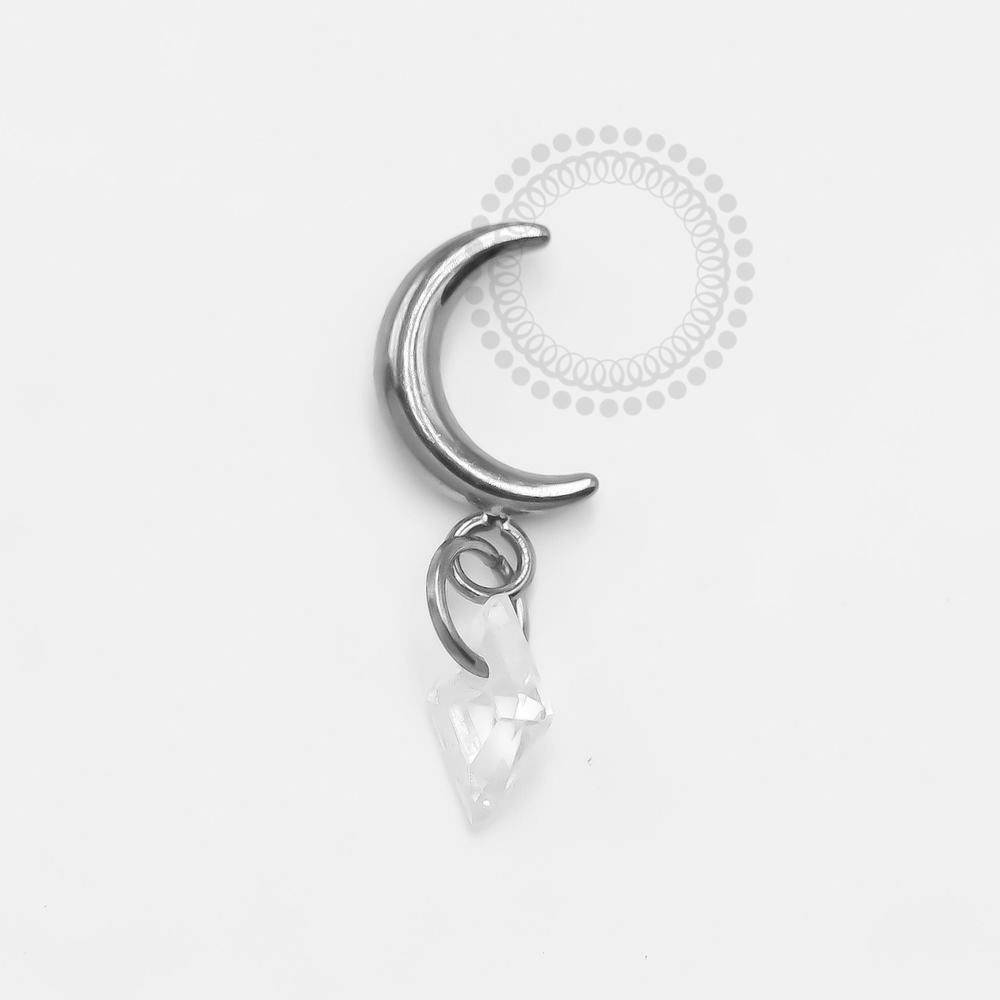 TN1258 Moon Top With Zirconia Crystal Titanium Pendant ASTM F-136