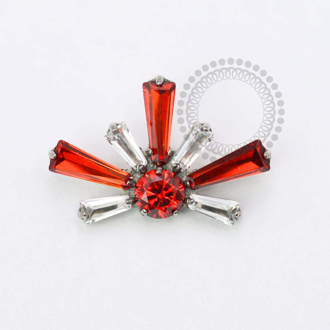 TN1734 Topo Estrela Baguete Rubi E Cristal Titânio ASTM F-136
