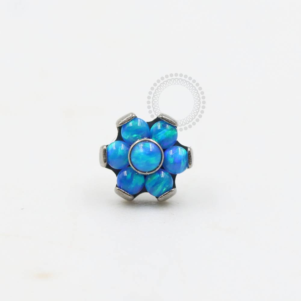 TN1008 Titanium White Opal Stone Flower Push Pin Top