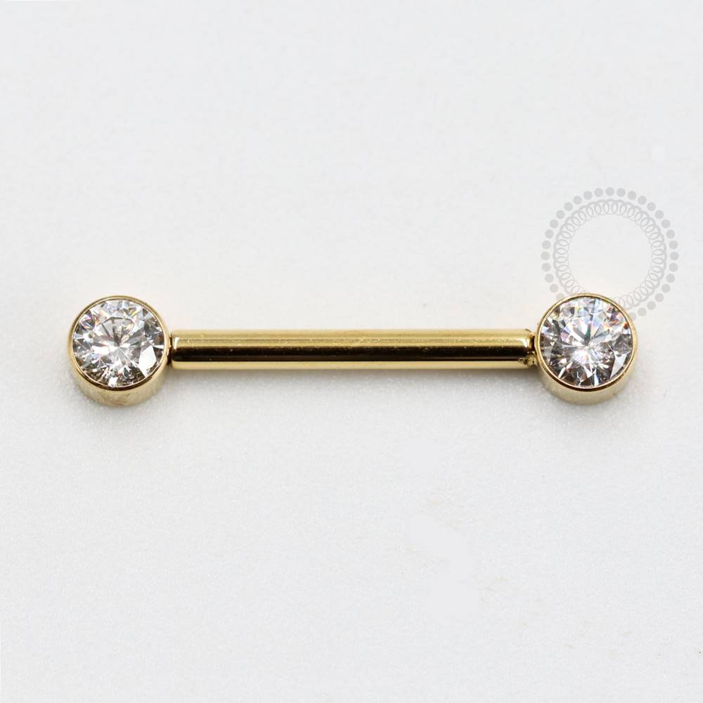 PVD91 Nipple Piercing Zirconia Steel Pvd Gold