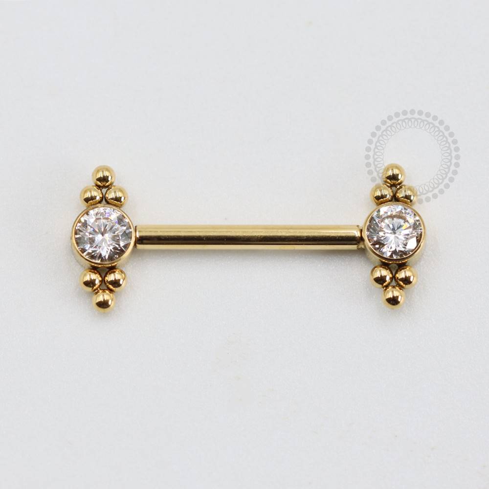 PVD92 Nipple Piercing Charm Zirconia Steel Pvd Gold
