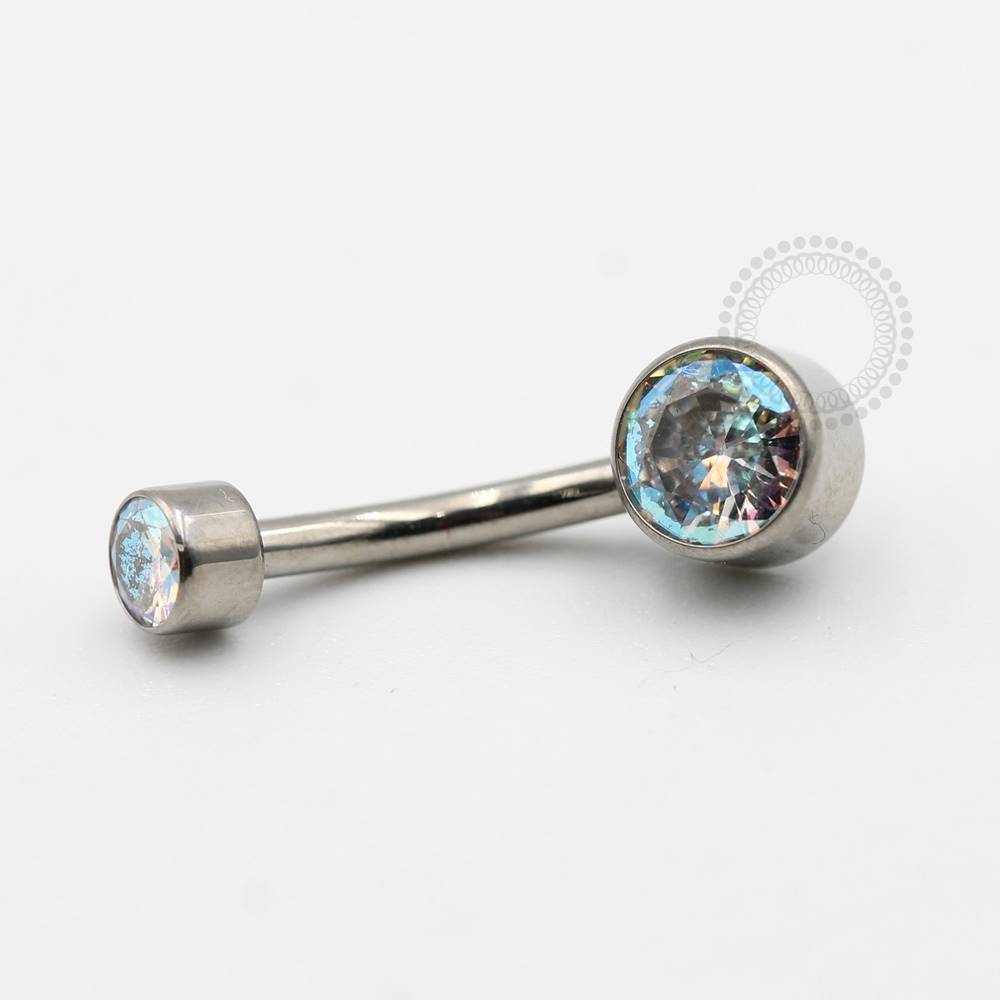 TN92 Navel Piercing Stone Flat Zirconia Titanium CRYSTAL/COLORS