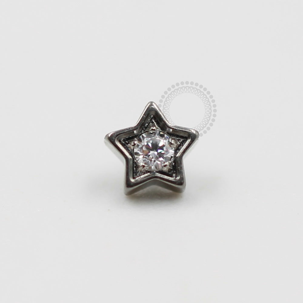 TN409 Topo Estrela Com Stone CZ Titânio