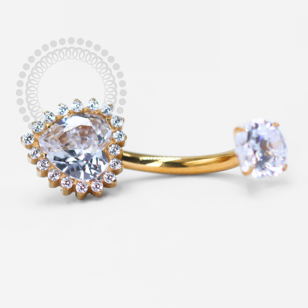 TN1422 Navel Coração Luxo Titânio PVD Gold