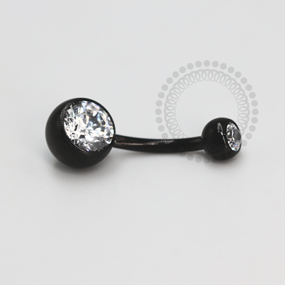 TN1195 Navel Stone Zirconia Titanium PVD Black