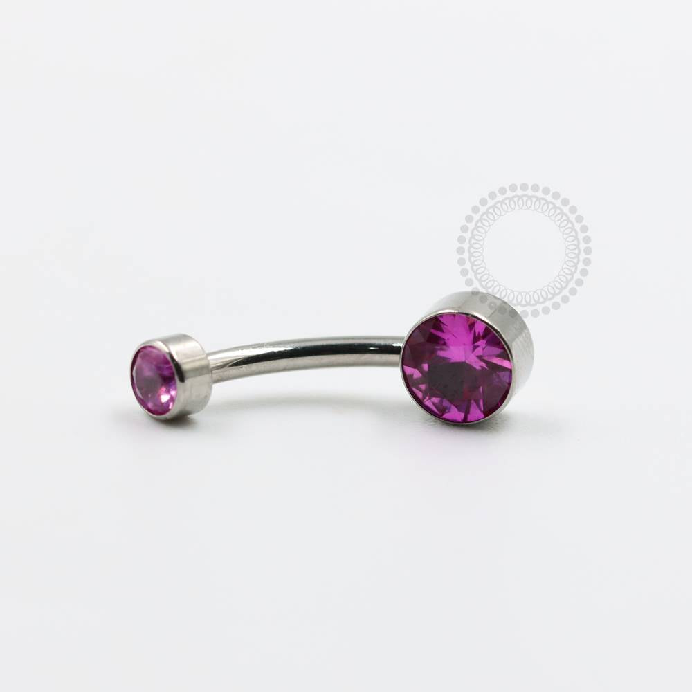 TN92 Navel Piercing Stone Flat Zirconia Titanium CRYSTAL/COLORS