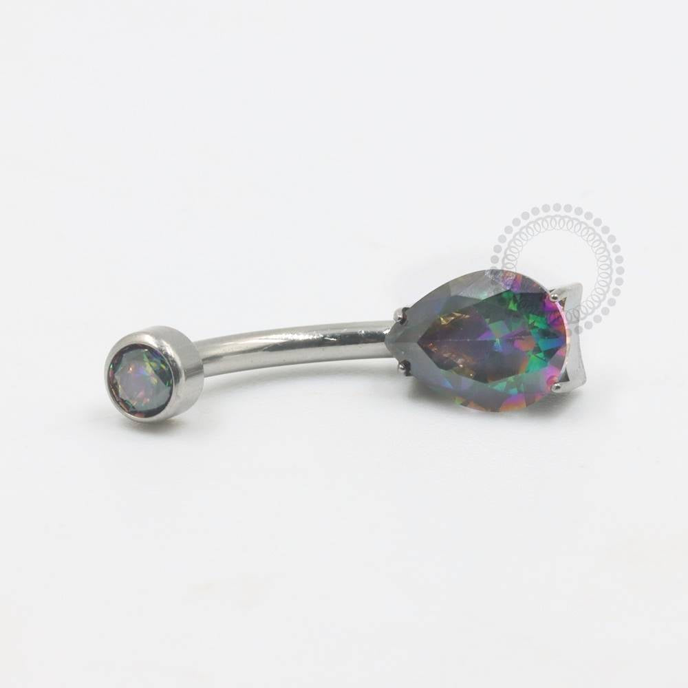 TN526 Navel Drop Zirconia Crystal Titanium