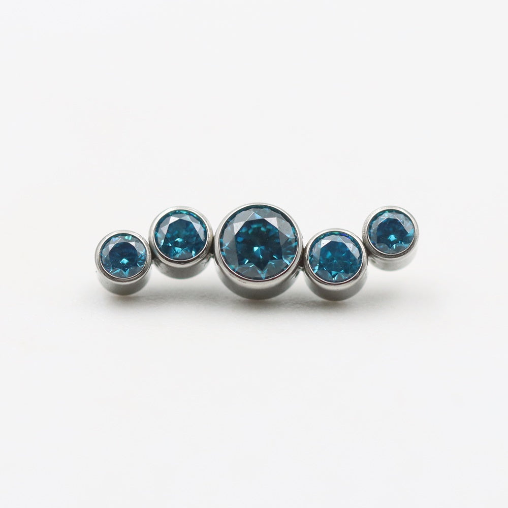 TN241-3 Cluster Top Wave CZ Blue Titanium