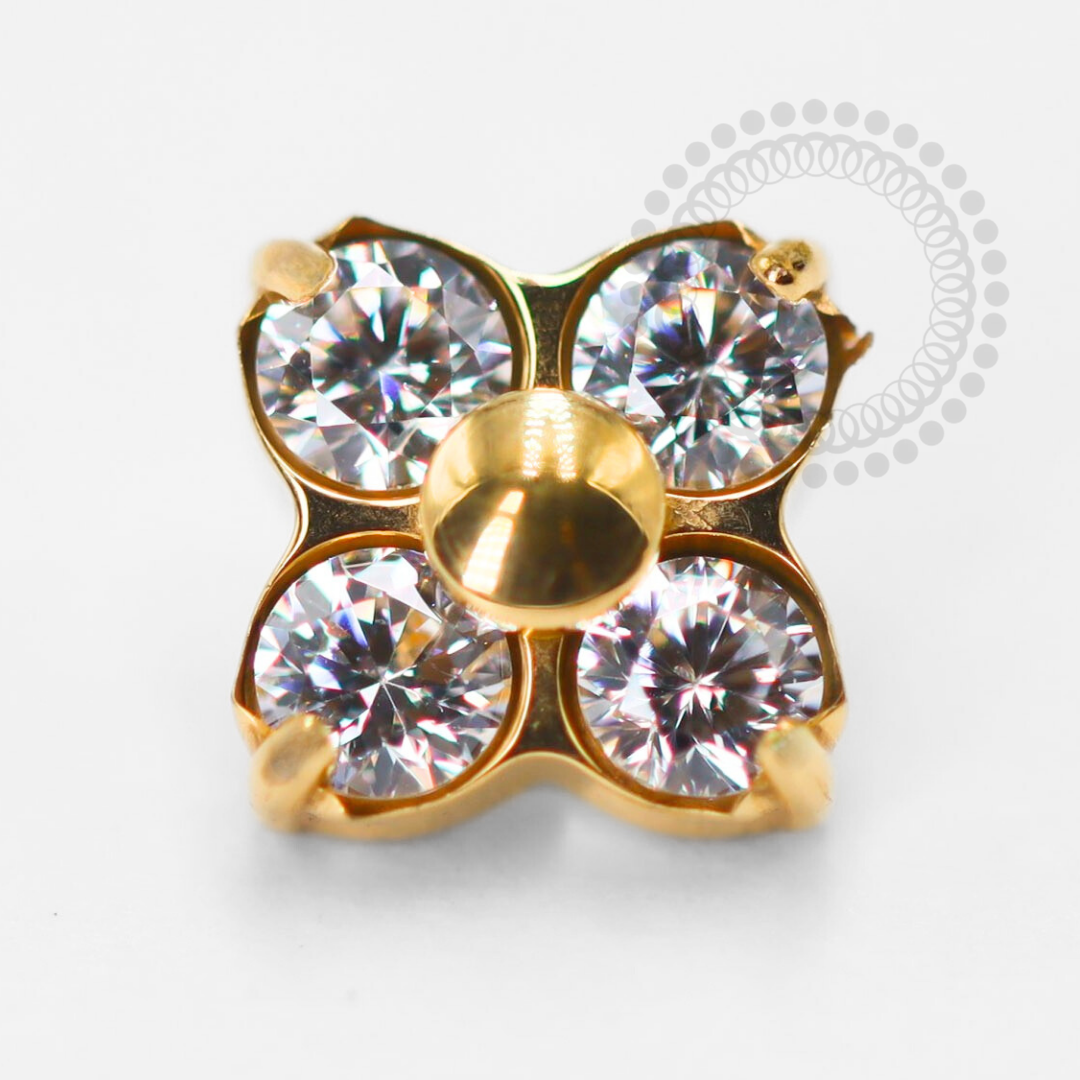 TN1430 Flower Topper 4 Petals Titanium PVD Gold