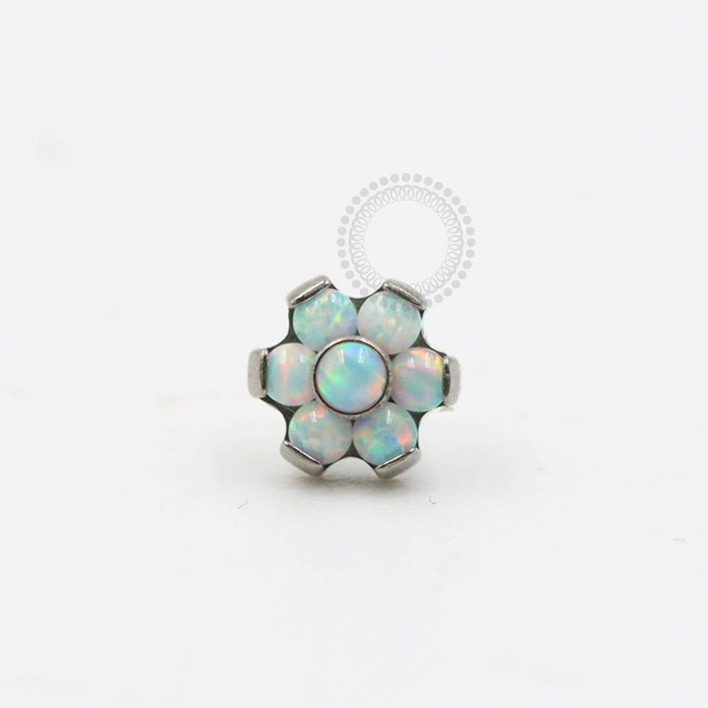 TN1008 Titanium White Opal Stone Flower Push Pin Top