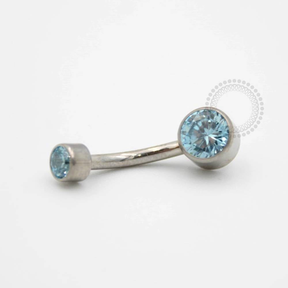 TN92 Navel Piercing Stone Flat Zirconia Titanium CRYSTAL/COLORS