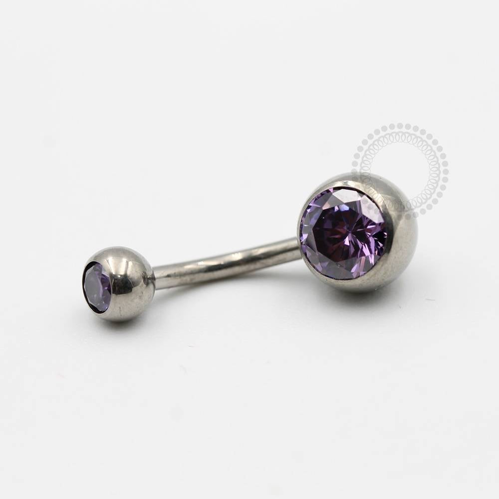 TN99 Navel Piercing Tradicional Stone CZ Titânio
