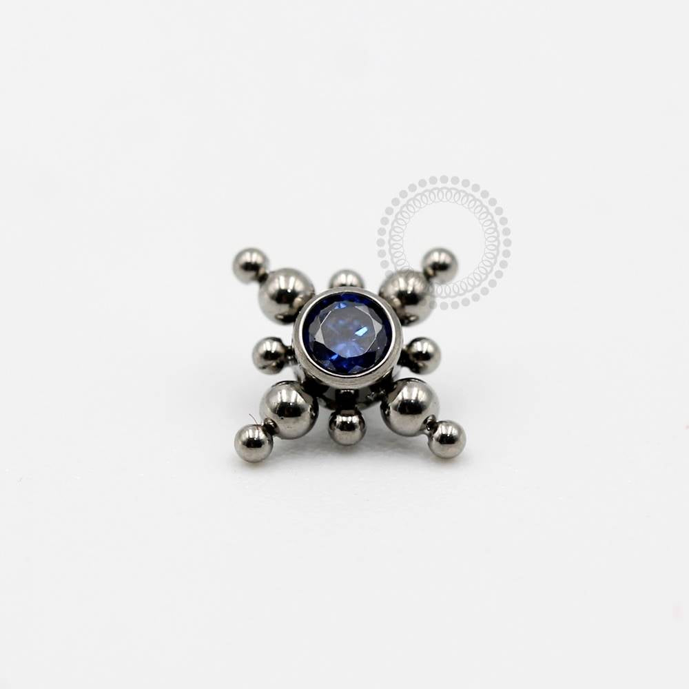 TN55 Topo Pedra Zirconia Com Esferas (Modelo 2) - Titânio