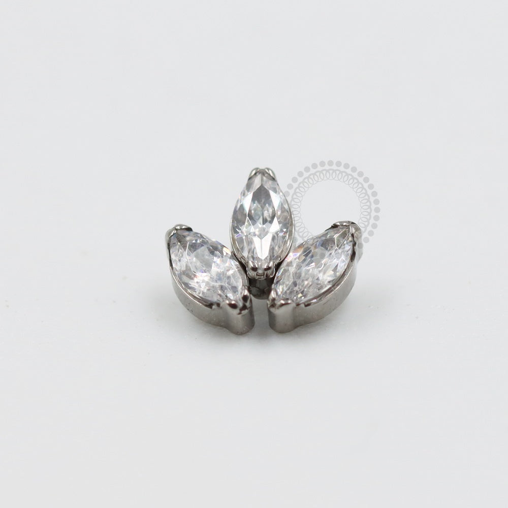 TN302-1 Cluster Top 3 Navetes CZ Crystal Titanium