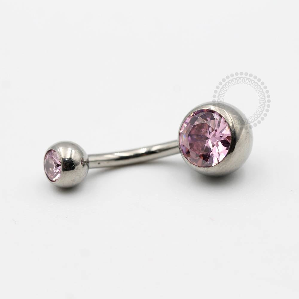 TN99 Navel Piercing Tradicional Stone CZ Titânio