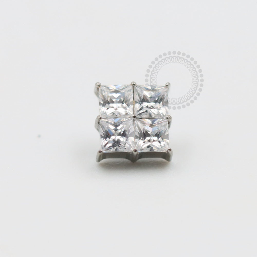 TN345 Square Top 4 Stones Zirconia Titanium
