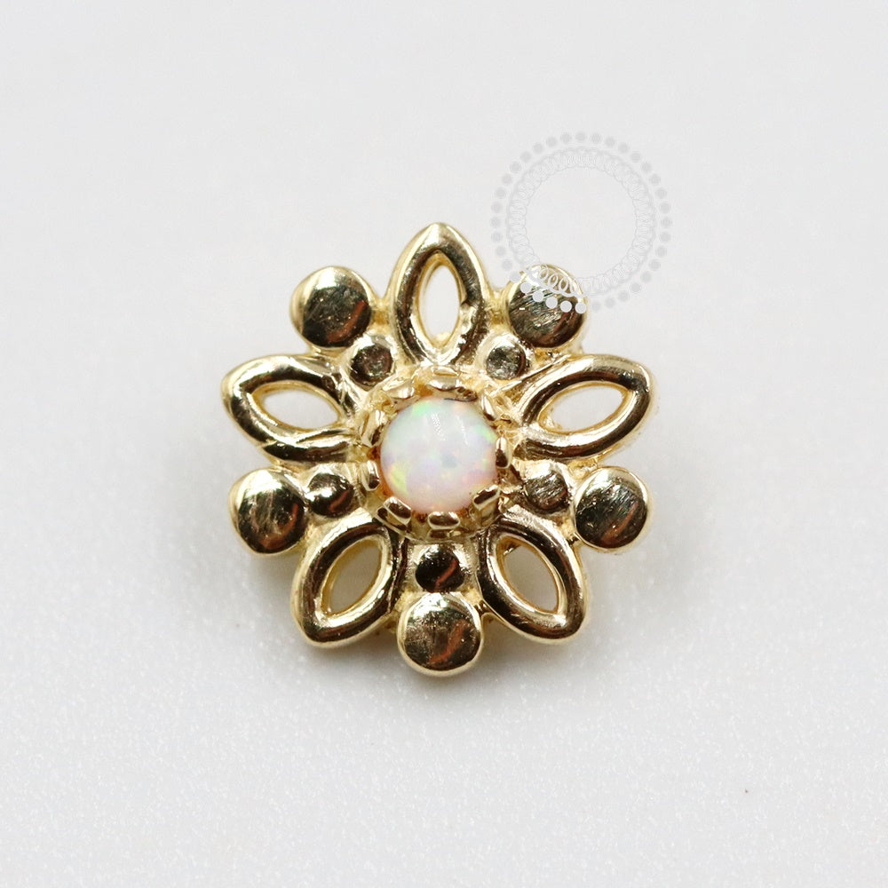 OR72 Topo Flor Com Opala (0,058g) Ouro 18K