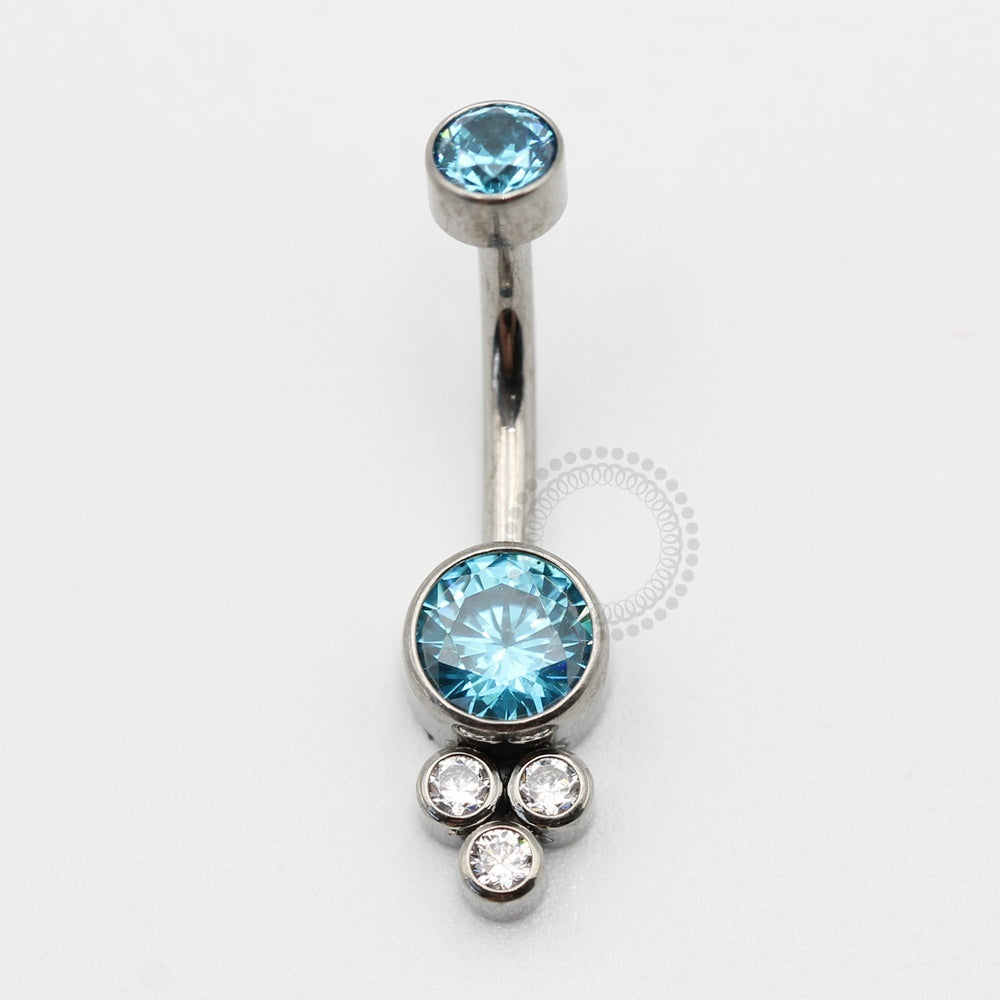 TN242 Navel Piercing Flat Stone 3 CZ Titânio
