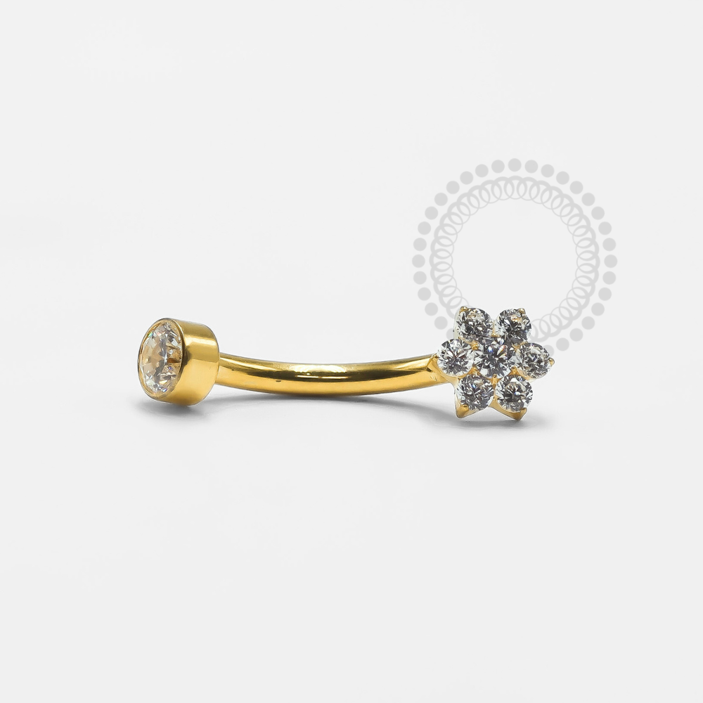 TN1223 Navel Flower CZ Titanium PVD Gold