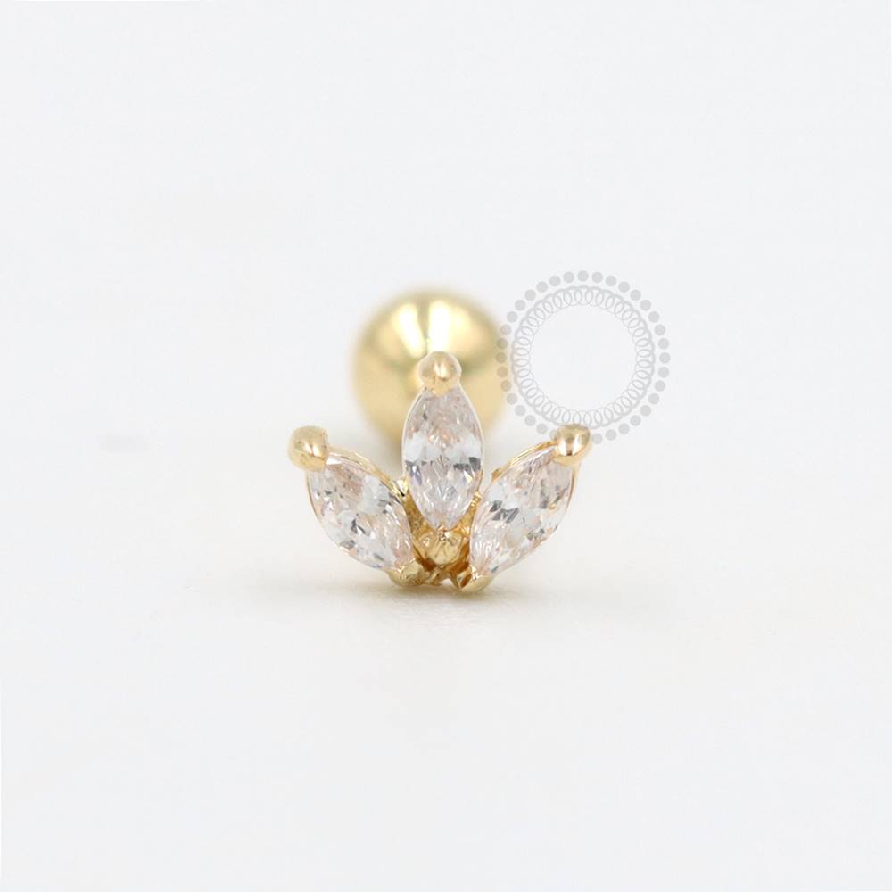 OR37 Microbell 3 Navetes Ouro 18K (6mm 0,027g)