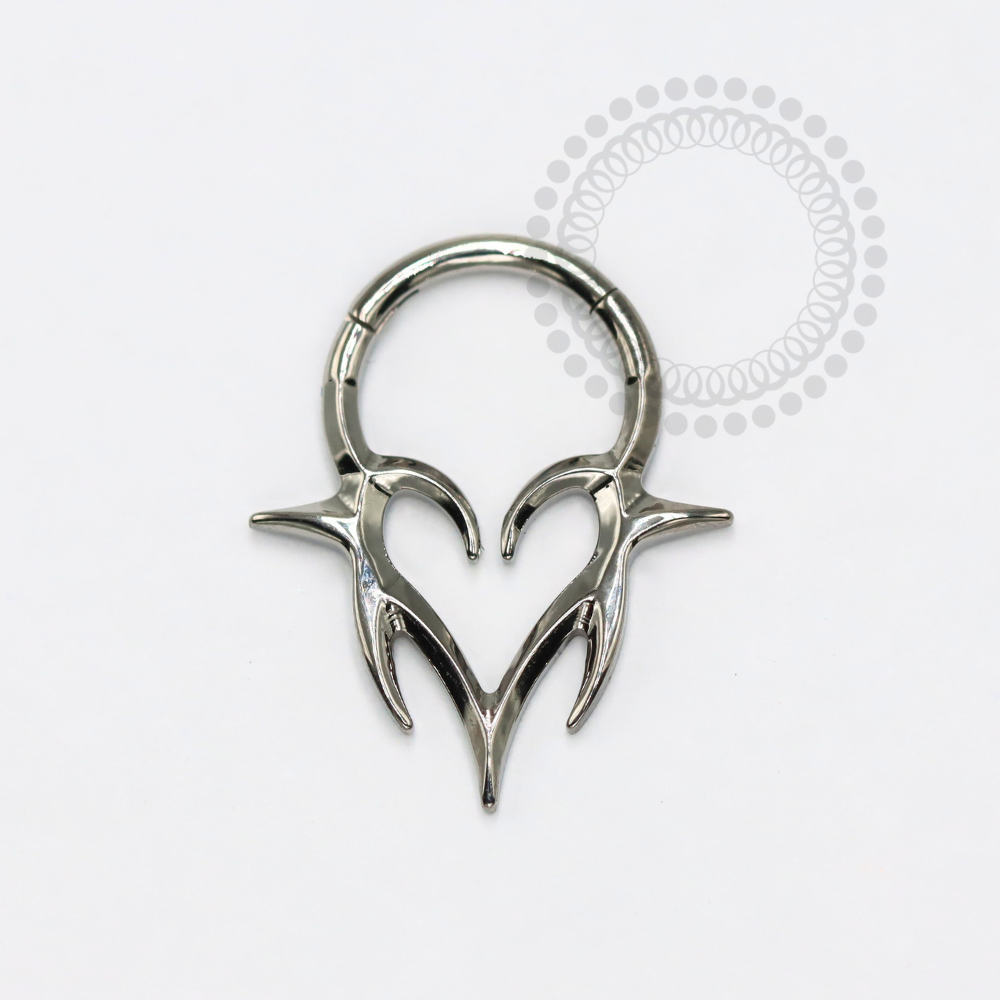 TN1210 Heart Segment With Fire Titanium ASTM F-136