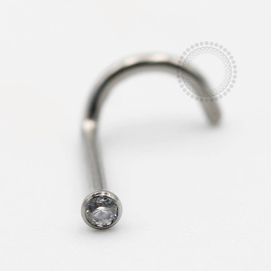 TN236-1 Nose Ring Zirconia Flat Titanium