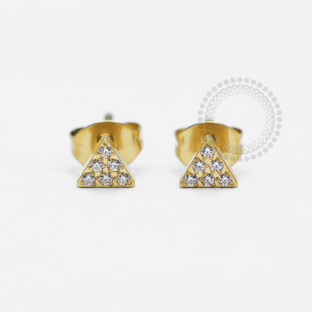 TN1252 Triangular Studded Earring Titanium PVD Gold