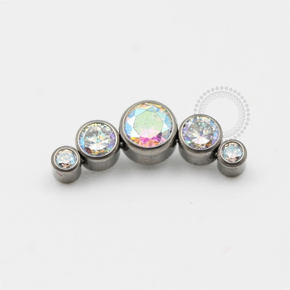 TN256 Topo CLuster 5 Pedras Zirconia Cúbicas Titânio