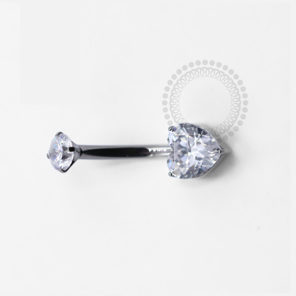 TN1219 Navel Heart Zirconia Crystal Titanium ASTM F-136