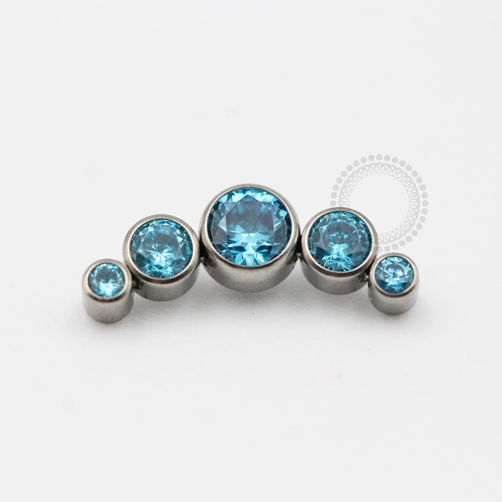 TN256 CLuster Top 5 Cubic Zirconia Stones Titanium