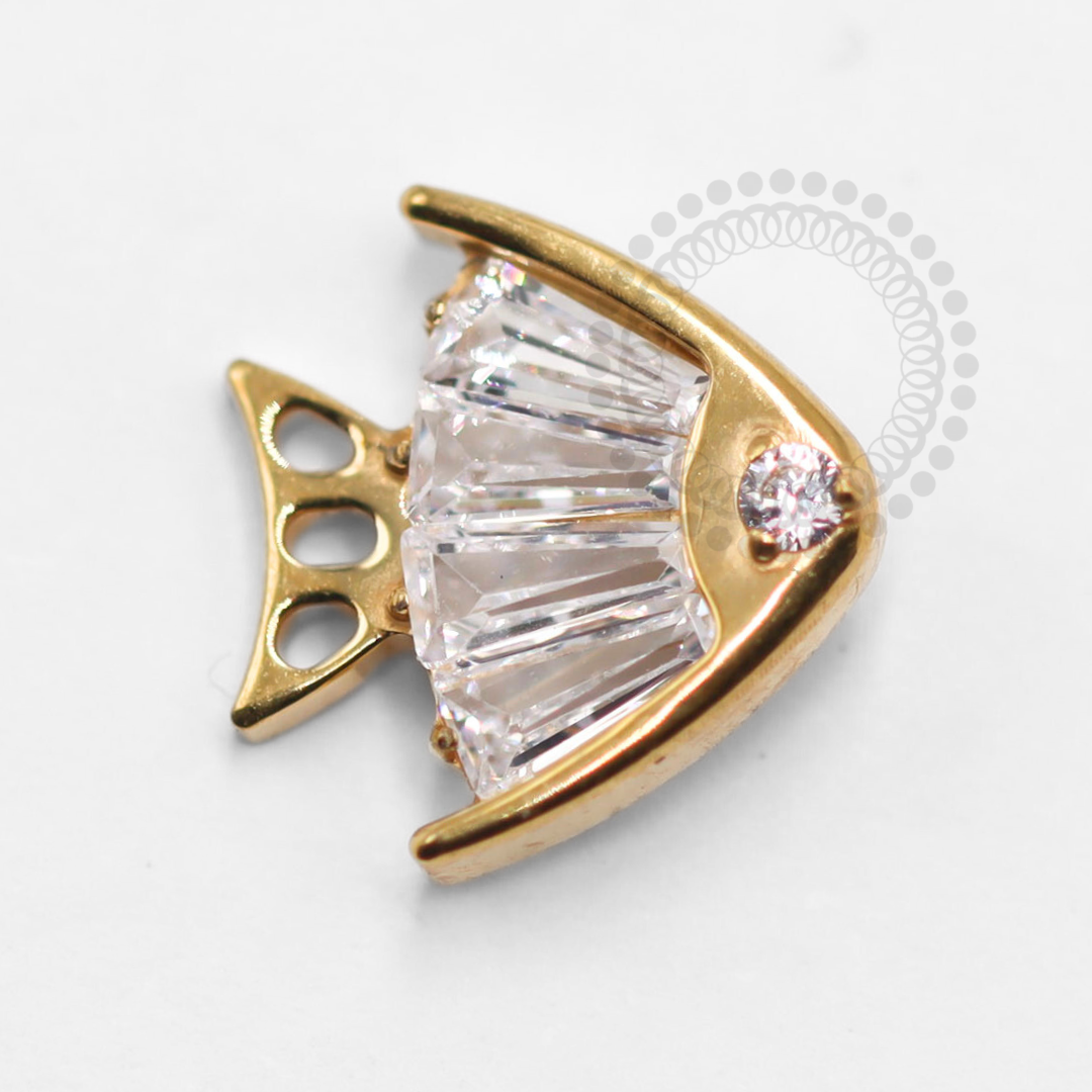 TN1381 Fish Top Zirconia Crystal Titanium PVD Gold