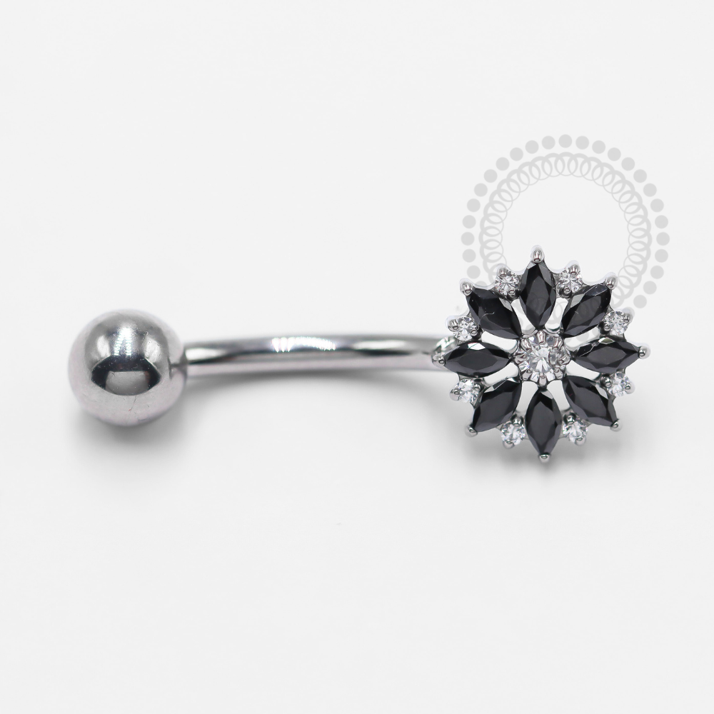 TN1328 Navel Flower Zirconia Black Titanium ASTM F-136