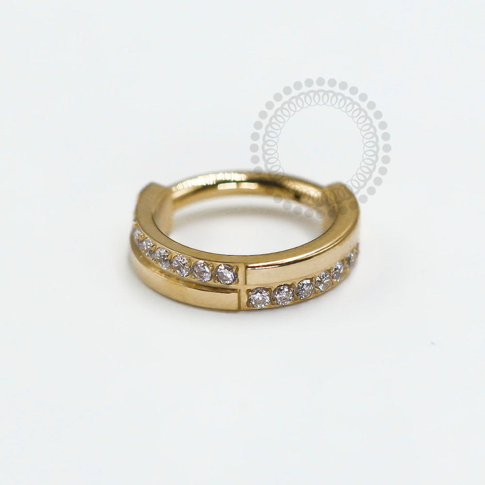 TN1237 Segment Layers Smooth And Studded Titanium PVD Gold