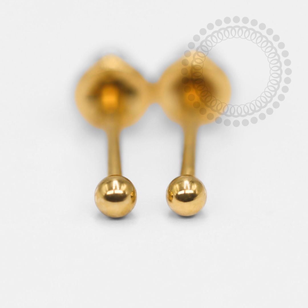 TN1374 Smooth Sphere Earring Titanium PVD Gold