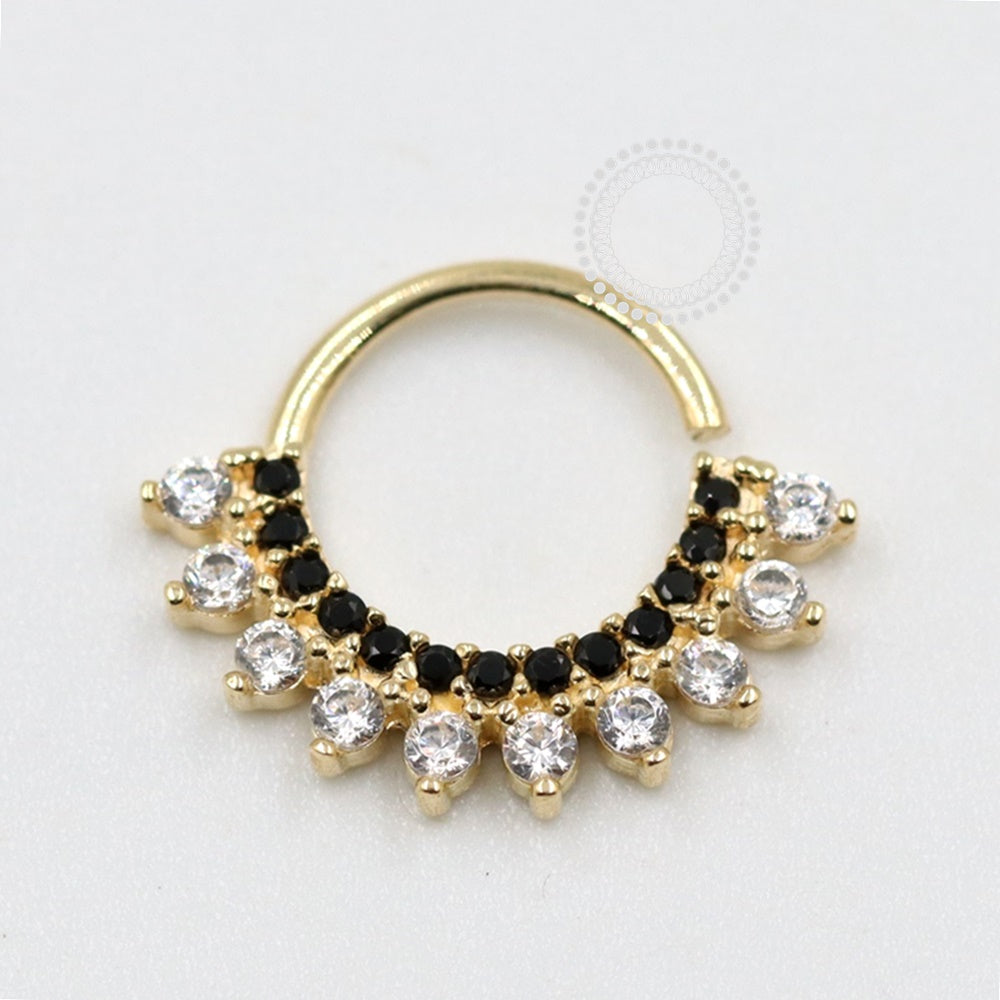 OR64 Segmento Frontal Zircônia Cristal/Black (8mm 0,083g) Ouro 18K