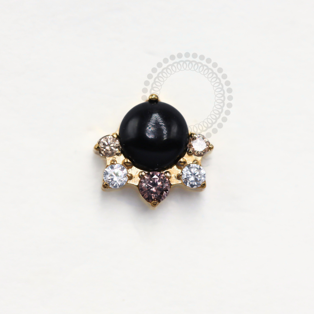 TN1233 Onyx Stone Topper - Dark Lavender - Light Champagne - Titanium Crystal PVD Gold