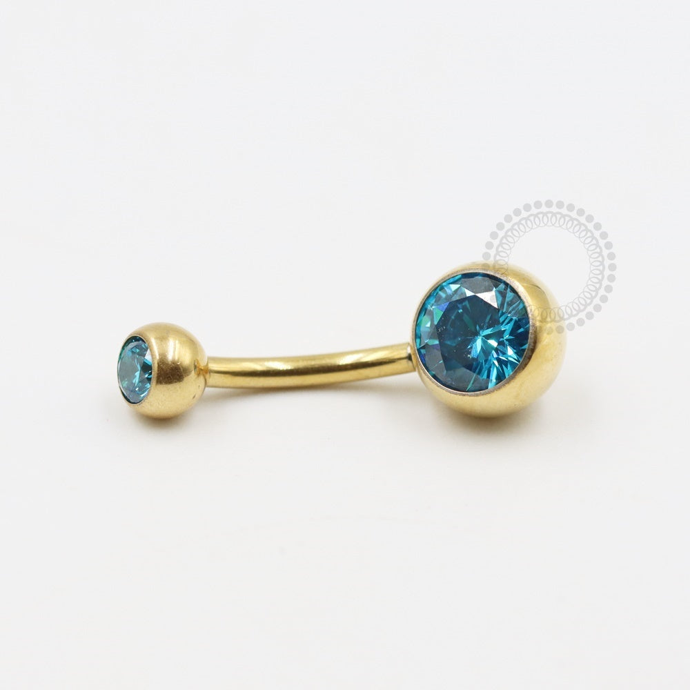 TN483 Traditional Navel Zirconia Titanium PVD Gold