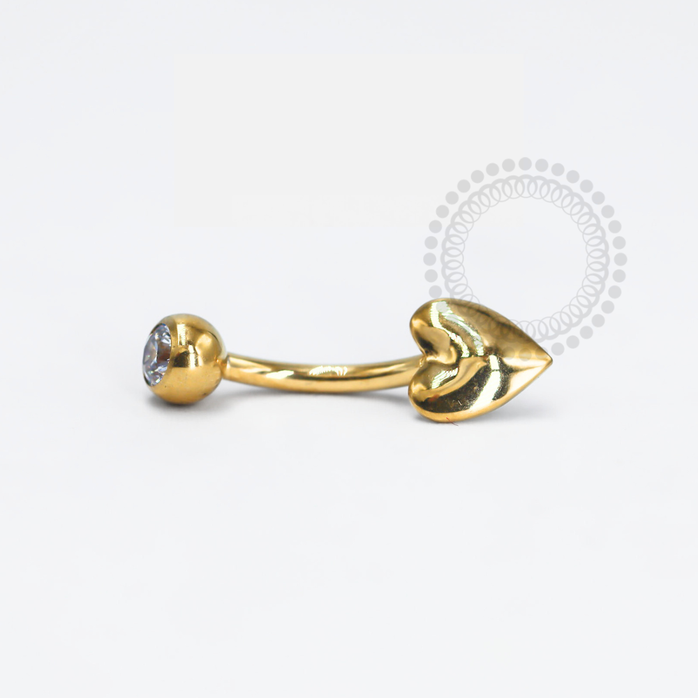TN1218 Navel Heart Smooth Titanium PVD Gold