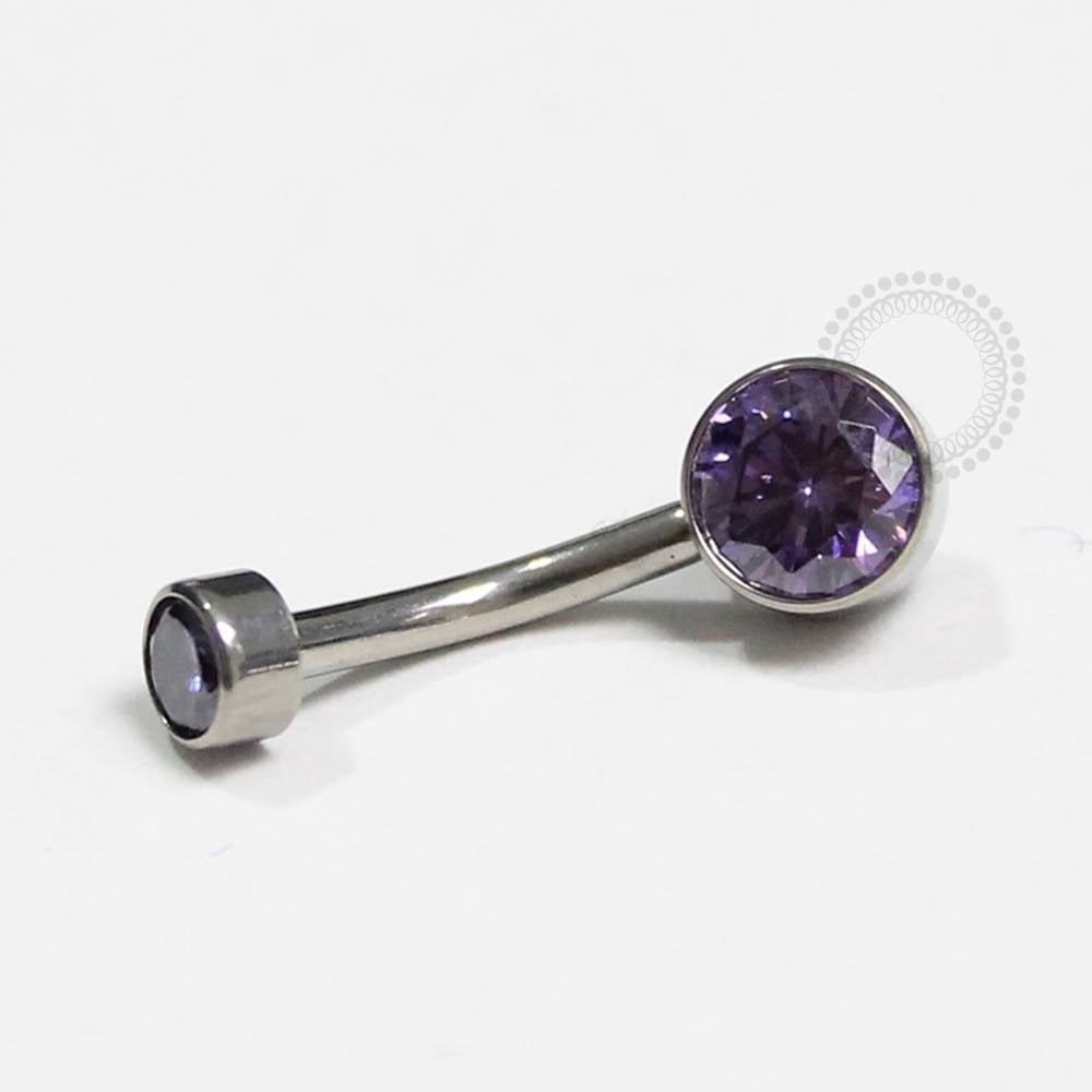 TN92 Navel Piercing Stone Flat Zirconia Titanium CRYSTAL/COLORS