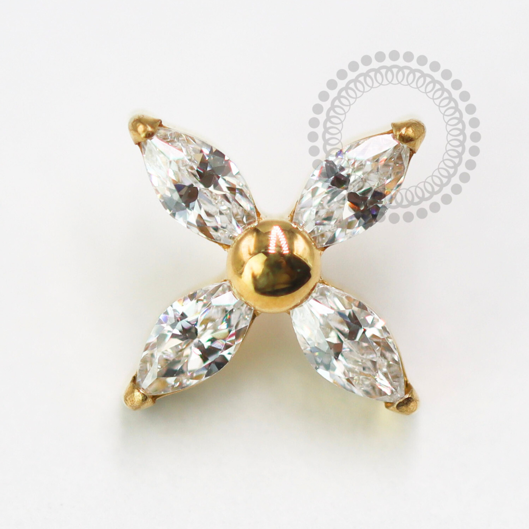 TN1577 Topo Flor Petálas Delicadas Titânio PVD Gold