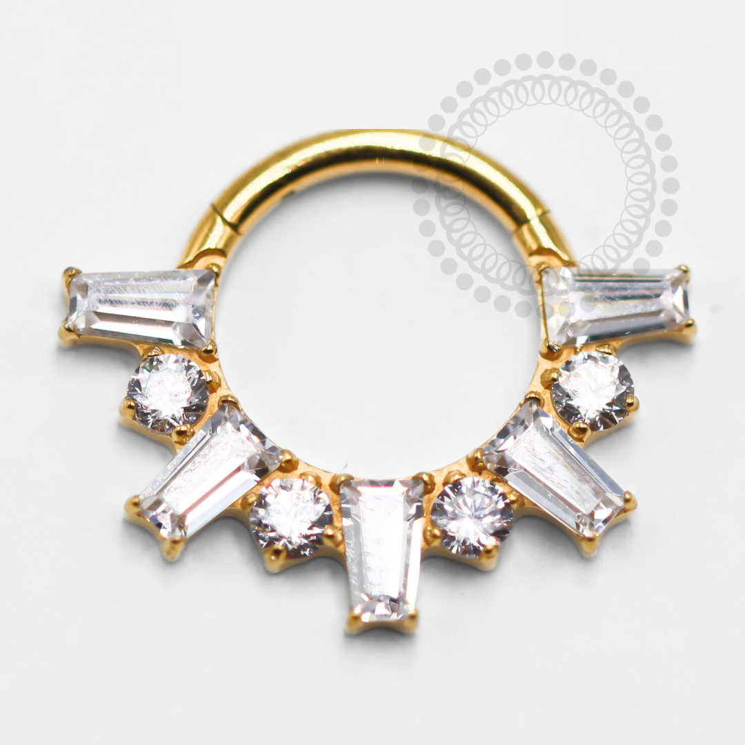 TN1353 Rectangular Zircon Segment Titanium PVD Gold