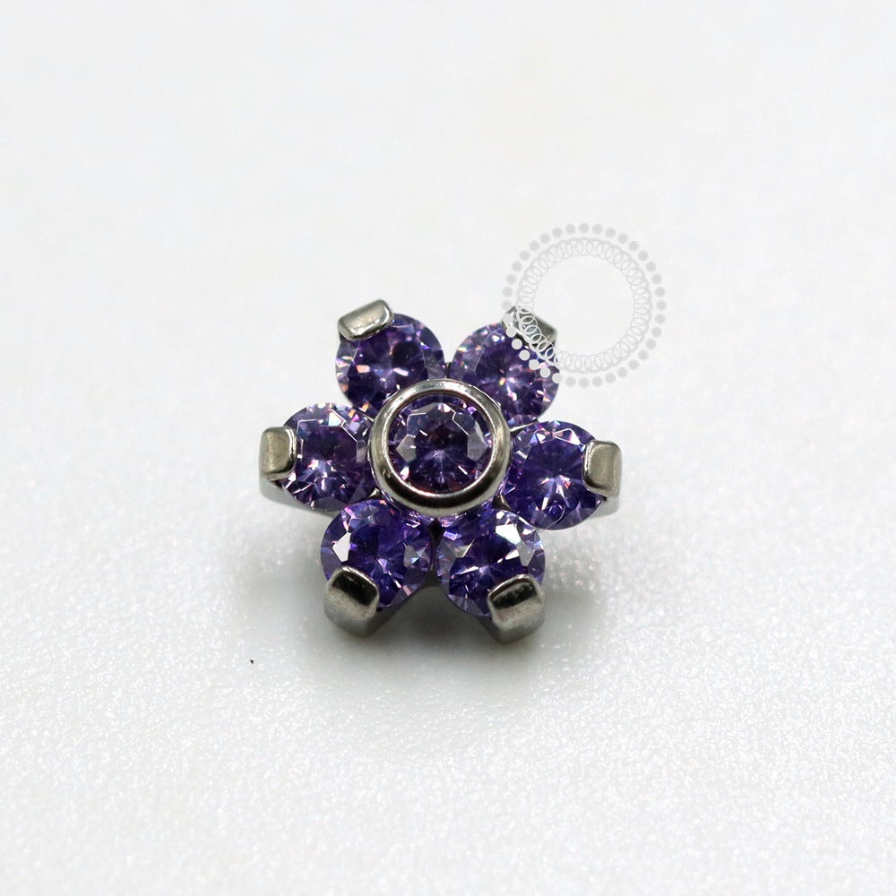 TN193 Topo Flor CZ Titânio ASTM F-136